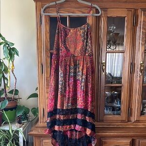 Bohemian Floral Dress in Red and Black